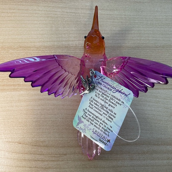 3 Ganz Crystal Expression Acrylic Hummingbird 6” Ornaments with Charm - NWT - Picture 3 of 15